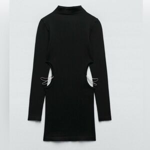 Zara Black cutout high neck mini dress